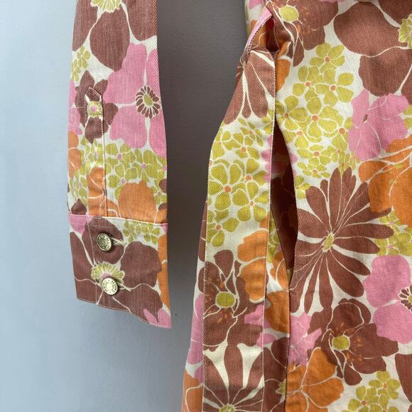 Show Me Your Mumu Nancy‎ Trench Coat Womens Medium Retro Garden Floral Belted - Picture 9 of 12